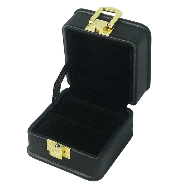 Black Leather Ring Box