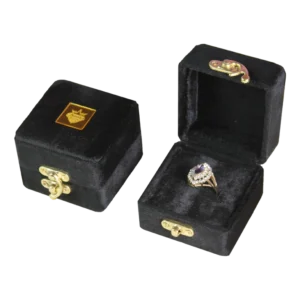Gold Ring Box-Black Velvet